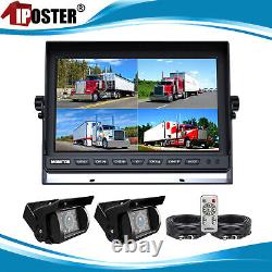 10.1 QUAD Monitor Backup Camera For Truck Trailer RV BUS Rear view Reversing