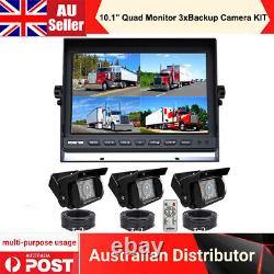 10.1 QUAD Monitor HD Rear view Reversing Backup Camera For Truck Trailer RV Bus