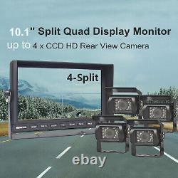 10.1 QUAD Monitor HD Rear view Reversing Backup Camera For Truck Trailer RV Bus