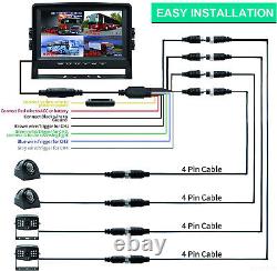 10.1 Quad IPS Screen DVR Monitor 4 AHD Backup Reverse Cameras Kit For Truck Van