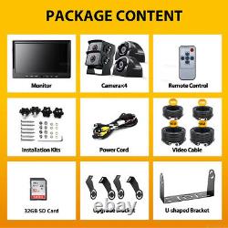 10.1 Quad IPS Screen DVR Monitor 4 AHD Backup Reverse Cameras Kit For Truck Van