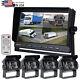 10.1'' Quad Monitor Car Rear Front View Backup Camera Kit Fit Bus Truck Reverse