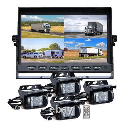 10.1'' Quad Monitor Car Rear View Backup CCD Camera Kit for Bus Truck Reversing