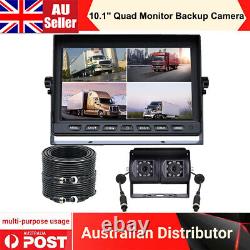 10.1 Quad Monitor Dual Head Heavy Duty Rear View Reversing Camera 12-36V Truck