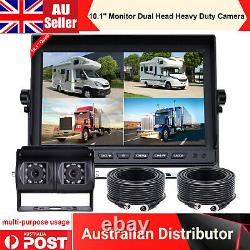 10.1 Quad Monitor Dual Head Heavy Duty Rear View Reversing Camera 12-36V Trucks