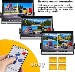 10.1 Quad Split IPS DVR Monitor 4 AHD Rear View Reverse Cameras Kit For Truck