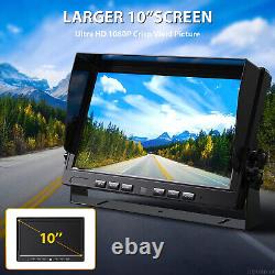 10.1 Quad Split IPS DVR Monitor 4 AHD Rear View Reverse Cameras Kit For Truck