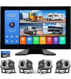 10.1 Quad Split Monitor +4X CCD Rear View Backup Camera System For Bus Truck RV