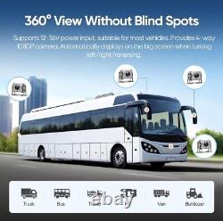 10.1 Quad Split Monitor +4X CCD Rear View Backup Camera System For Bus Truck RV