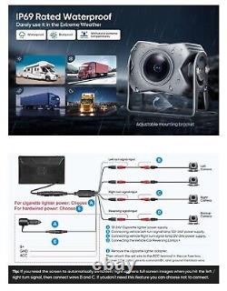 10.1 Quad Split Monitor +4X CCD Rear View Backup Camera System For Bus Truck RV