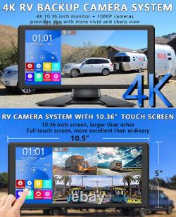 10.36'' Monitor Touch Screen DVR Record Reversing Rear Side View 4 AHD Camera 4K