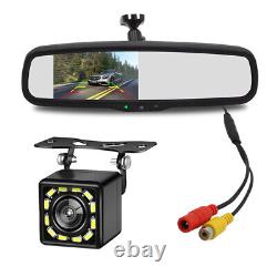 12V 4.3 Reversing Dimming Rear View Mirror +Rear 12 LED Camera Night Vision US