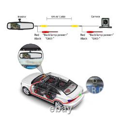 12V 4.3 Reversing Dimming Rear View Mirror +Rear 12 LED Camera Night Vision US