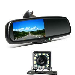 12V 4.3 Reversing Dimming Rear View Mirror +Rear 12 LED Camera Night Vision US