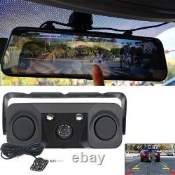 170° Wide Angle Dual Lens Rearview Mirror DVR Video Reverse Image Obstacle Alert