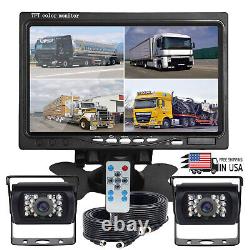 24V/12V 2 CCD Reversing Rear View Camera 4-PIN 7 Split QUAD Monitor Caravan Kit