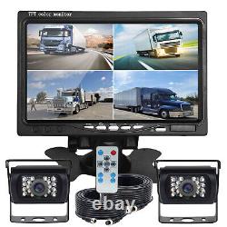 24V/12V 2 CCD Reversing Rear View Camera 4-PIN 7 Split QUAD Monitor Caravan Kit