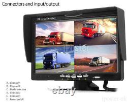 24V/12V 2 CCD Reversing Rear View Camera 4-PIN 7 Split QUAD Monitor Caravan Kit