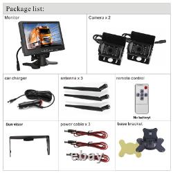 2x Digital Wireless Rear View Reverse Camera 7 Monitor for Truck Caravan RVs