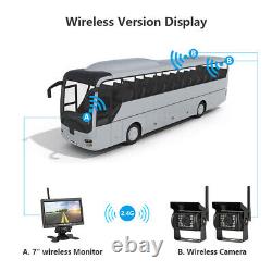 2x Reversing Camera 7 Monitor Wireless Rear View System for Caravan Bus Truck
