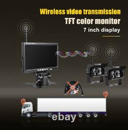 2x Wireless Reversing Camera with 7 LCD Monitor for Truck RVs Bus Rear View Kit