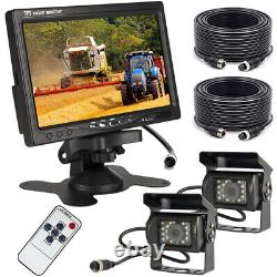 4Pin RVs Trailer Bus Truck Dual Reversing Camera Kit + 7 Car Rear View Monitor