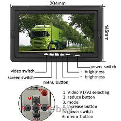 4Pin RVs Trailer Bus Truck Dual Reversing Camera Kit + 7 Car Rear View Monitor