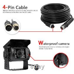 4Pin RVs Trailer Bus Truck Dual Reversing Camera Kit + 7 Car Rear View Monitor