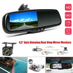 4.3in Reversing Auto Dimming Rear View Mirror Monitors Rear 12 LED Camera Night