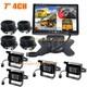 4x 4pin Backup Camera + 7 Lcd 4ch Quad Split Monitor Car Rear View Kit 12v-24v