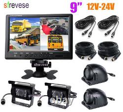 4x IR Rear View Camera Kit + 9 4CH Monitor Car Bus Truck Backup Reverse System