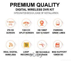 7'' 1080P Digital Wireless Rear View DVR Quad Monitor Backup Camera For Truck RV