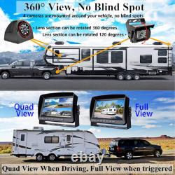 7'' DVR Monitor 1080P 4 Side Rear Backup Cameras Reversing for Truck/Trailer/RV