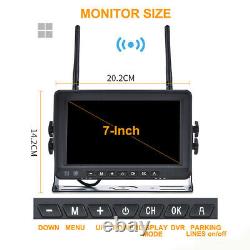 7'' DVR Quad Monitor 1080P Digital Wireless Rear View Reverse Camera For Truck