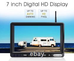 7'' Digital Wireless Monitor Reversing Backup Rear View 2x Cameras For Motorhome