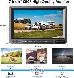 7'' Digital Wireless Monitor Reversing Backup Rear View 2x Cameras For Motorhome
