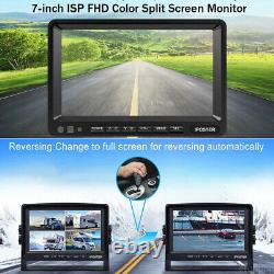 7 IPS Screen Quad Monitor DVR 4x 4 PIN AHD 1080P Rear View Camera 12-24v Truck