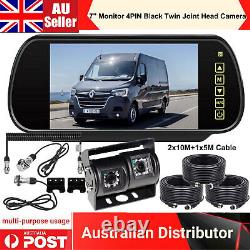 7 Mirror Monitor 4PIN Twin CCD Rear view Reversing Camera Suzy Coil Trailer Kit