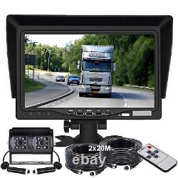 7 Monitor 4 PIN Dual Head Rear View Reversing Cameras 2x 20m 12-24v For Caravan