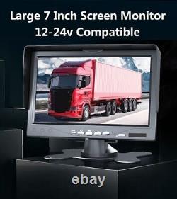 7 Monitor 4 PIN Dual Head Rear View Reversing Cameras 2x 20m 12-24v For Caravan