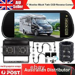 7 Monitor Mirror 4PIN Twin CCD Rear view Reversing Camera Fit Suzy Coil Trailer