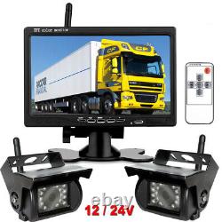 7 Monitor RV Truck Bus Caravan Dual Rear View Camera Wireless Reversing Kit