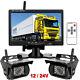 7 Monitor Rv Truck Bus Caravan Dual Rear View Camera Wireless Reversing Kit