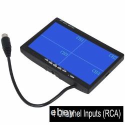 7 Quad Monitor 4PIN 2x Color Rear View Reversing Camera 12-24V For Truck Camper