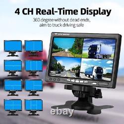 7 Quad Monitor 4PIN 2x Color Rear View Reversing Camera 12-24V For Truck Camper