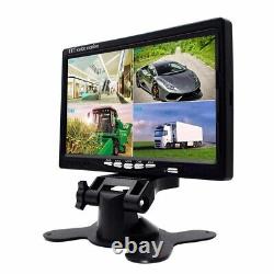 7 Quad Monitor 4PIN 2x Color Rear View Reversing Camera 12-24V For Truck Camper