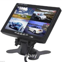7 Quad Monitor 4PIN 2x Color Rear View Reversing Camera 12-24V For Truck Camper