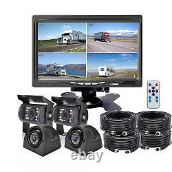 7 Quad Monitor 4x 4pin backup camera For Truck RV Caravan 360 Rear view Reverse