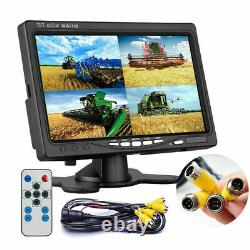 7 Quad Monitor 4x 4pin backup camera For Truck RV Caravan 360 Rear view Reverse