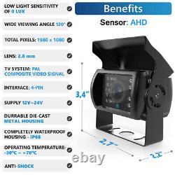 7 Quad Split Monitor 4 Rear View Backup Camera DVR System For Semi Truck Box RV